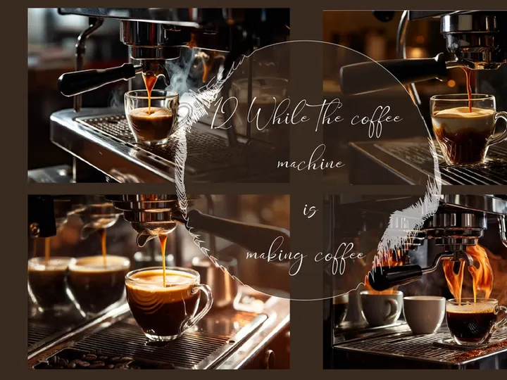 While the coffee machine is making coffee