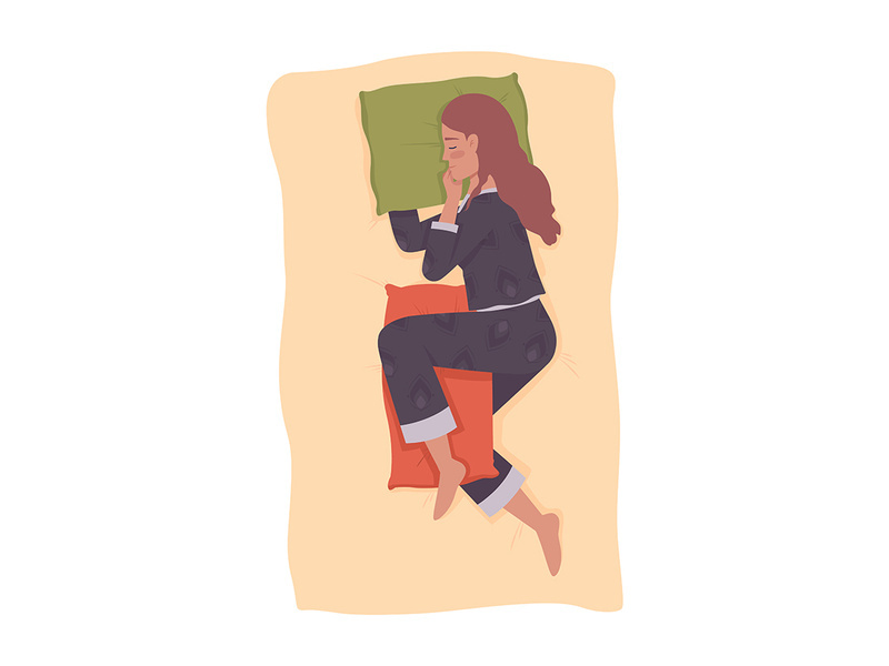 Sleeping with pillow between legs illustration
