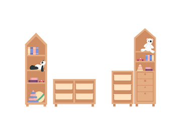Nursery furniture flat color vector object set preview picture
