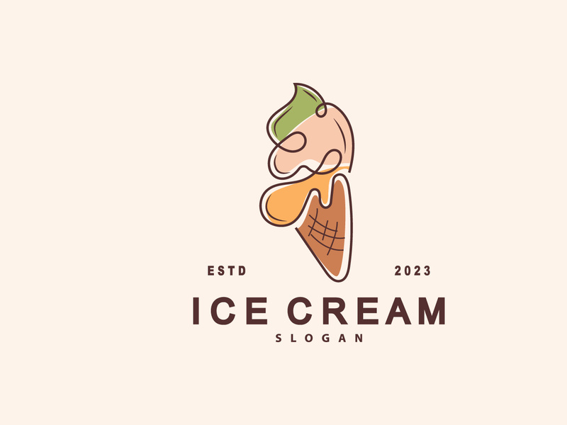 Ice Cream Logo, Vector Fresh Sweet Soft Cold Food Design