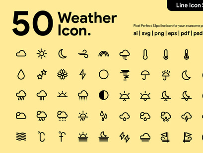 50 Weather Line Icon