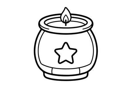 Ícone de vela de Halloween com estrela. Ilustração vetorial de uma vela votiva acesa para decoração de feriado.