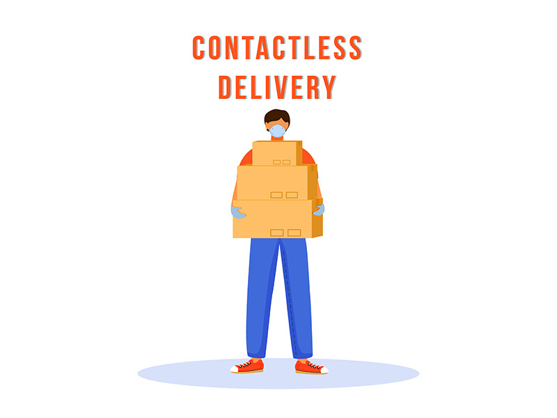 Contactless delivery flat color vector faceless character