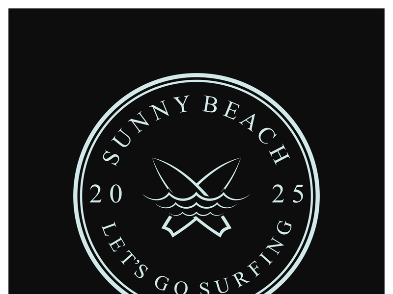 surfing logo with vintage paddle board beach waves, for business, sport, adventure, tourism, vacation