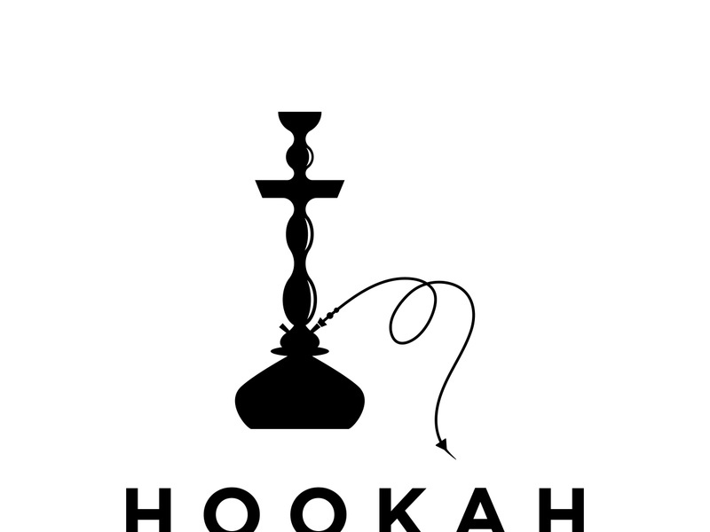 Isolated vintage hookah, shisha or waterpipe logo for club, bar, cafe and shop.