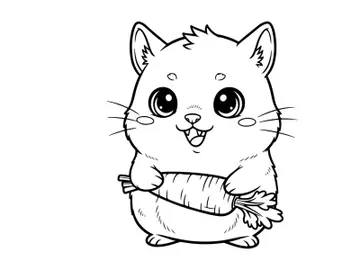Cute white kitten holding fish vector illustration preview picture