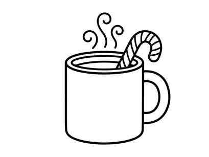 Caneca de Natal com ilustração em linha de cana-de-açúcar para ícone de design de temporada festiva