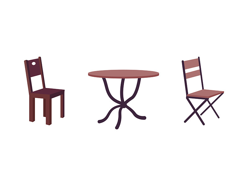 Contemporary cafe furniture flat color vector object set