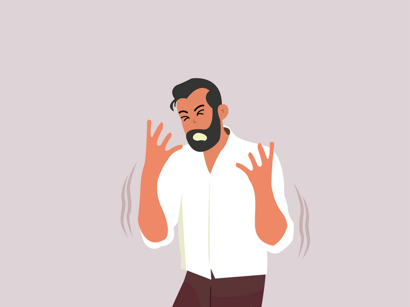 Flat illustration of a stressed man