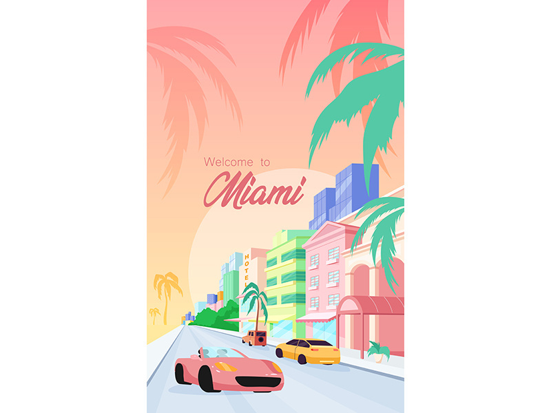 Florida streets poster flat vector template
