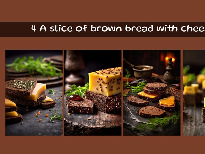 A slice of brown bread with cheese