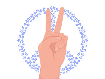 Hippie subculture semi flat color vector hand gesture preview picture