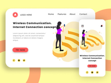 Wireless communication flat design concept. preview picture