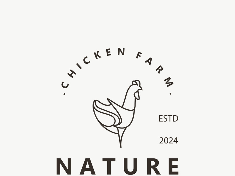 Chicken Farm logo design, animal icon for groceries, butcher shop, farmer market livestock template