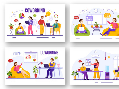 15 Coworking Business Illustration