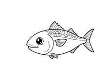 Cute cartoon tuna fish swimming vector illustration
