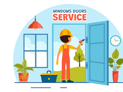 9 Windows and Doors Service Illustration