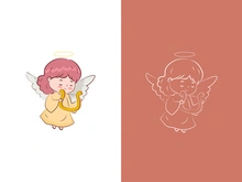 cute little girl angel hand draw doodle wings flying