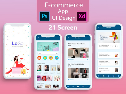 E commerce App UI Adobe xd and PSD Design full project