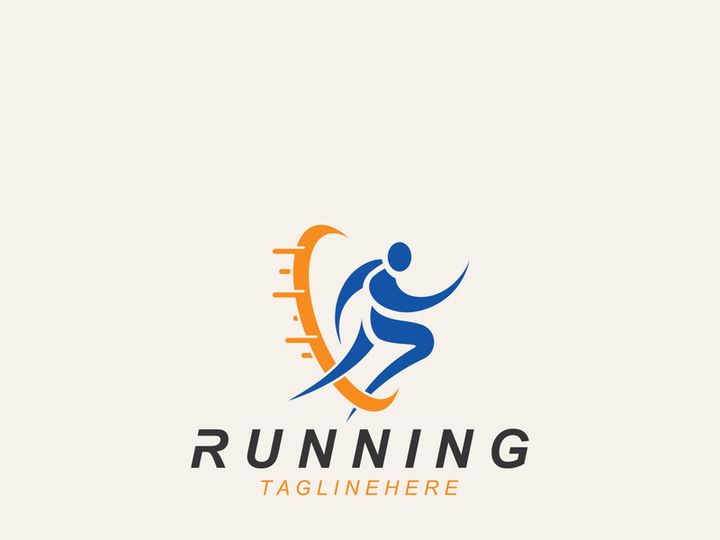 Running sport athlete logo design concept illustration template