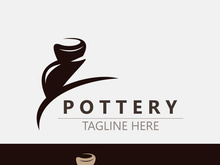 Pottery logo design handmade, creative traditional mug craft sign concept inspiration nature workshop