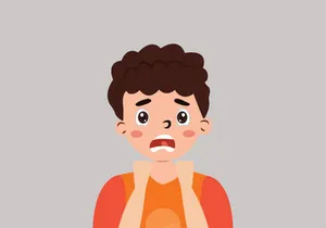 Young boy with fear expressions