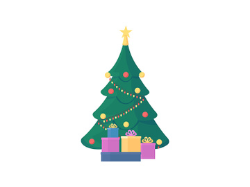 Christmas tree flat color vector object preview picture