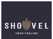 Shovel logo for agriculture, excavation,building, mining foundation. gardening vector set design with leaves