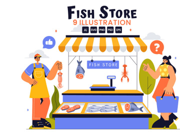 9 Fish Store Illustration preview picture