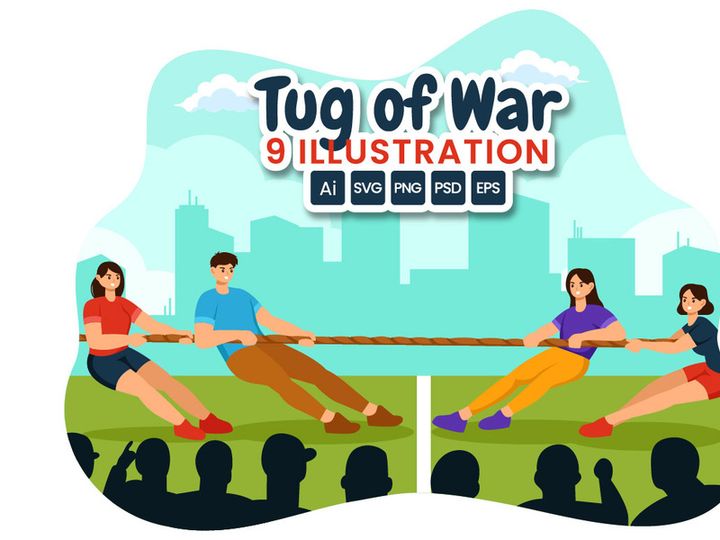 9 Tug of war Vector Illustration