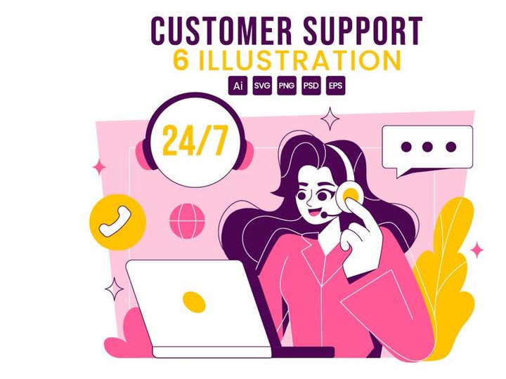 6 Customer Support Vector Illustration