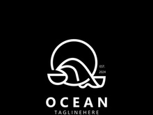 Minimalist ocean logo design with a round shape, ocean beach, sea water, simple, unique and modern