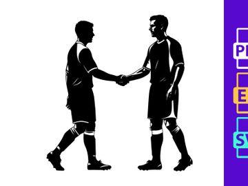Two soccer players shaking hands in a show of sportsmanship and respect preview picture