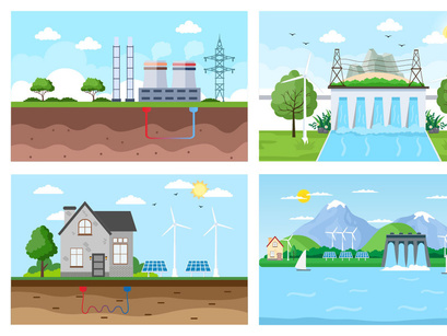 21 Ecological Sustainable Energy Supply Illustration
