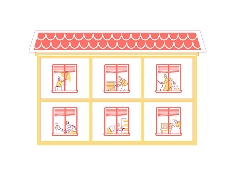 House repair flat color vector illustration