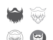 Beard icon logo and mustache vector illustration design symbol