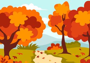22 Autumn Landscape Blue Background Illustration