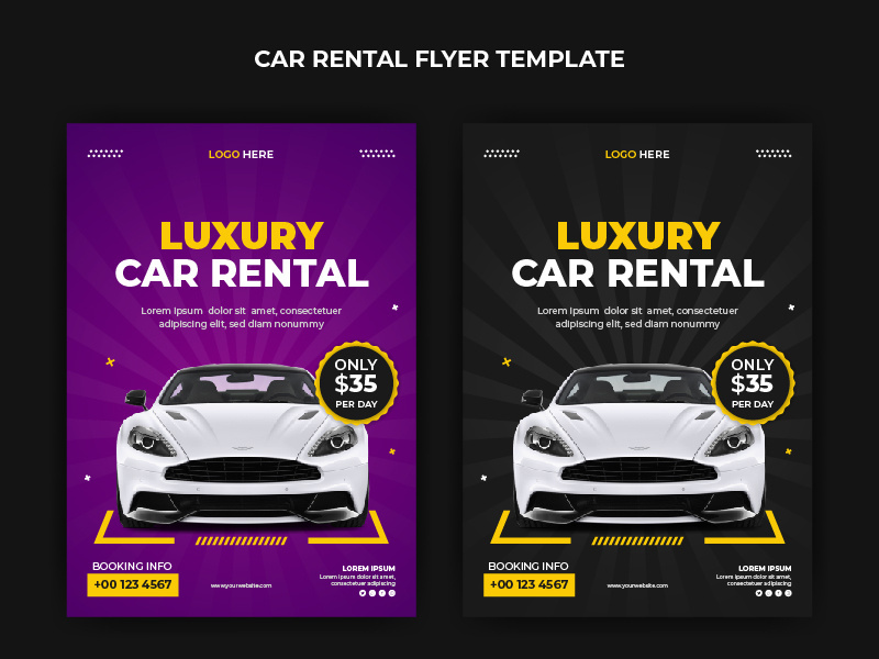 Luxury car rental flyer template