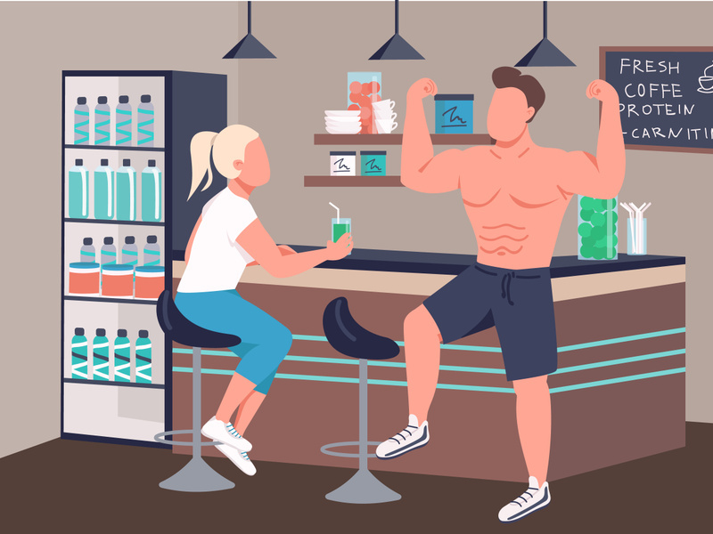 Fitness culture flat color vector illustration
