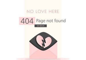 Valentine's 404 Page Not Found Vector Illustration.