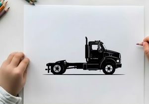 Silhouette of a semi truck without trailer
