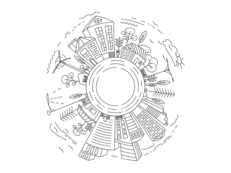 City Building Line art illustration