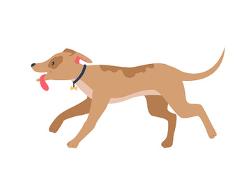 Running dog with rose ears semi flat color vector character preview picture