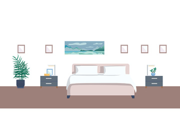 Empty bedroom flat color vector illustration preview picture
