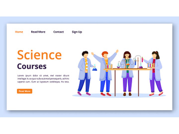 Science courses landing page vector template preview picture