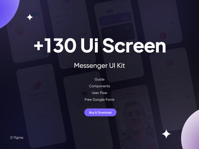 Blue Messenger chat app UI kit (v1.0 by uilarax)