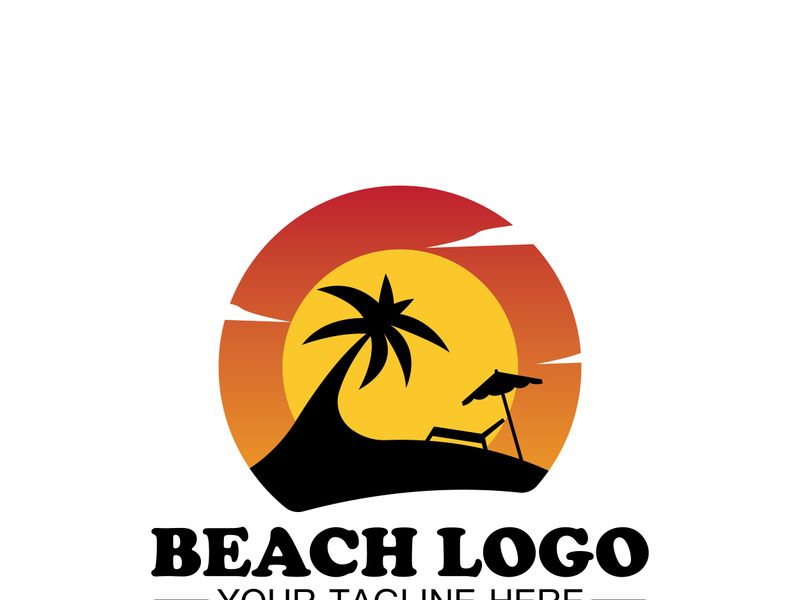 Beach logo design Vector template