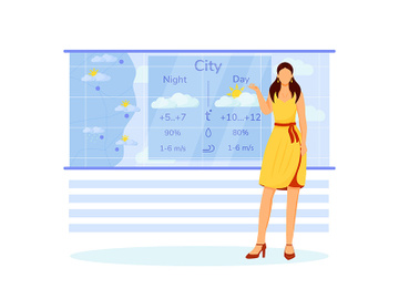 Weather forecast flat color vector faceless character preview picture