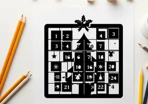 Christmas advent calendar with snowflake and silhouette design