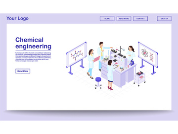 Chemical engineering isometric webpage template preview picture